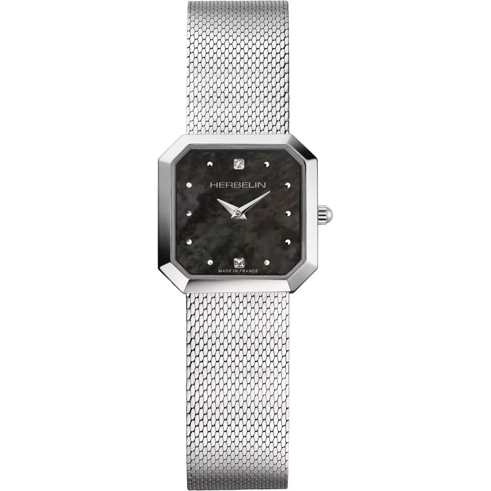 Photo montrant l'intégralité de la montre Montre Herbelin Octogone – Square Quartz – Nacre Noir