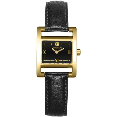 Photo montrant l'intégralité de la Montre Herbelin Vé Avenue – Quartz – PVD Or Jaune & Cuir Noir