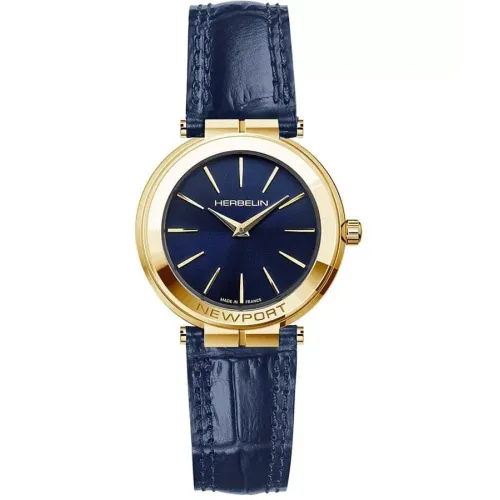 Photo montrant l'intégralité de la montre Montre Herbelin Ve Avenue – Quartz – PVD Or Jaune & Cuir Noir