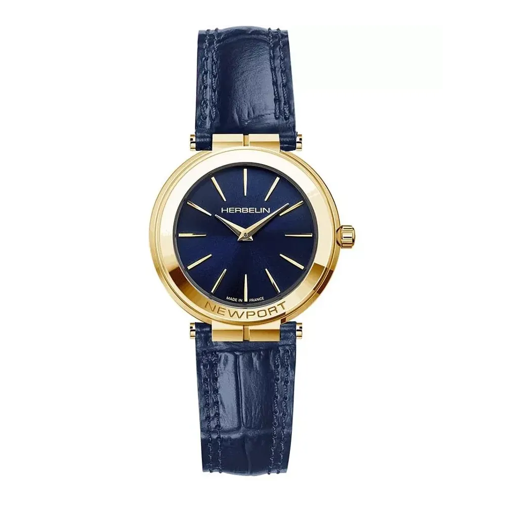 Photo montrant l'intégralité de la montre Montre Herbelin Ve Avenue – Quartz – PVD Or Jaune & Cuir Noir