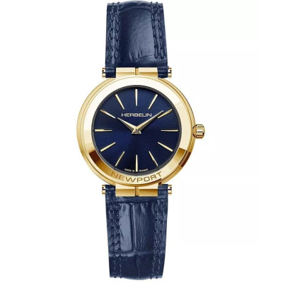 Photo montrant l'intégralité de la montre Montre Herbelin Ve Avenue – Quartz – PVD Or Jaune & Cuir Noir