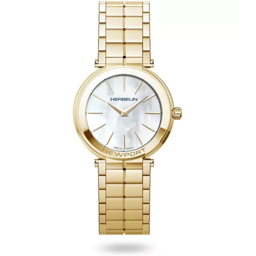 Photo montrant l'intégralité de la Montre Herbelin Newport – Slim – PVD Or Jaune & Nacre