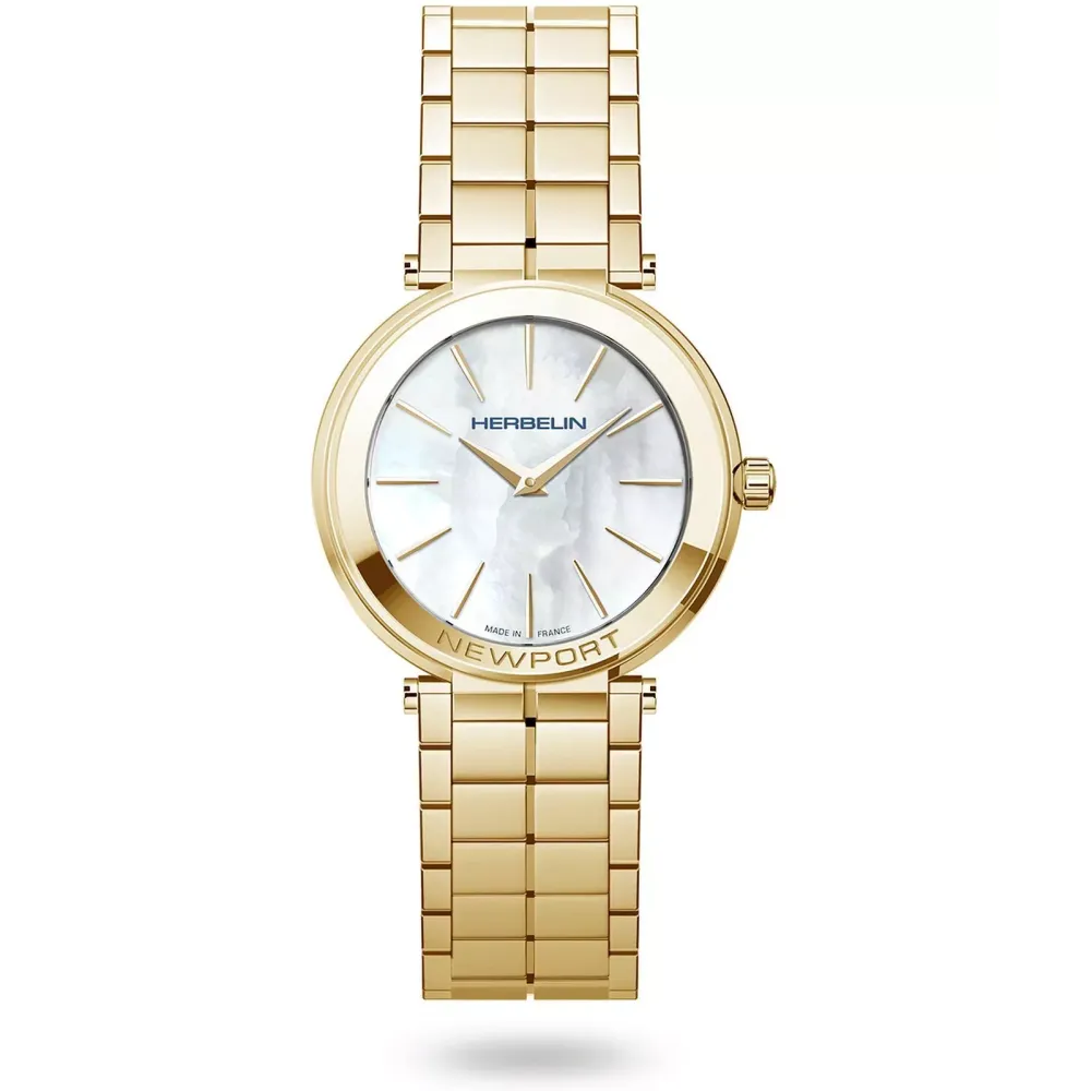 Photo montrant l'intégralité de la Montre Herbelin Newport – Slim – PVD Or Jaune & Nacre