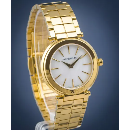 Photo montrant l'intégralité de la Montre Herbelin Newport – Slim – PVD Or Jaune & Nacre