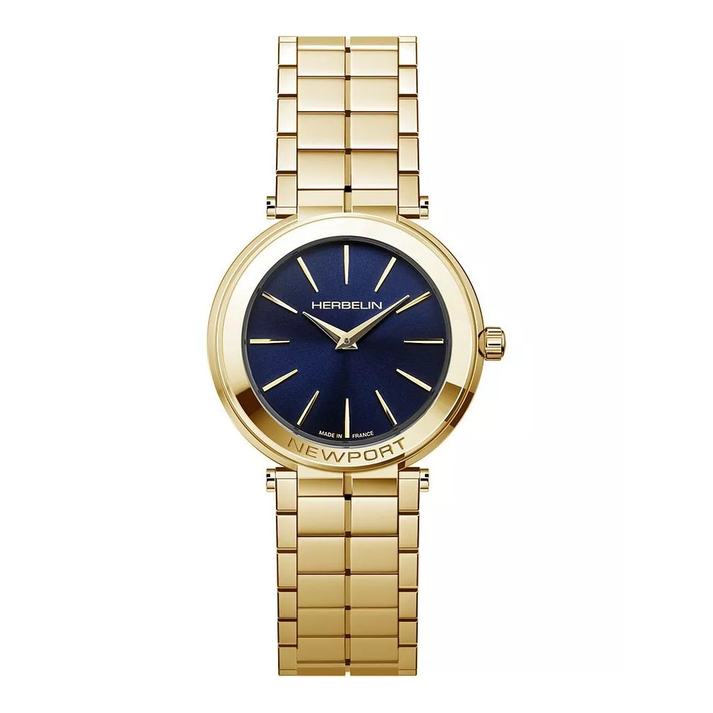 Photo montrant l'intégralité de la Montre Herbelin Newport – Slim – PVD Or Jaune & Bleu