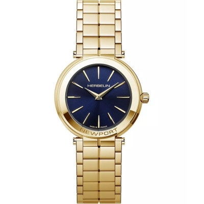 Photo montrant l'intégralité de la Montre Herbelin Newport – Slim – PVD Or Jaune & Bleu
