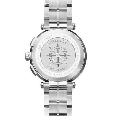 Vue de dos de la Montre Herbelin Newport – Chronographe – Acier & Noir