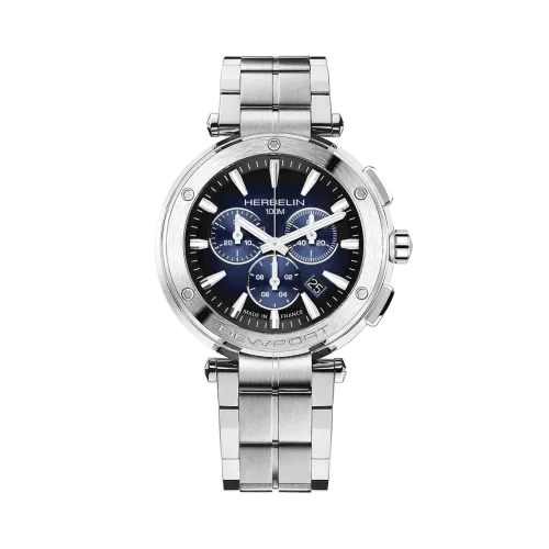Photo montrant l'intégralité de la Montre Herbelin Newport – Chronographe – Acier & Noir