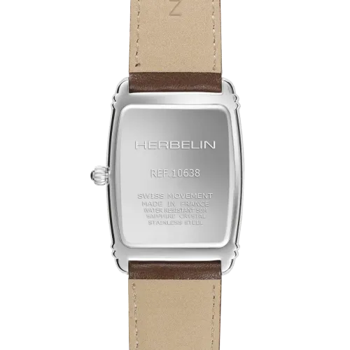 Photo montrant l'intégralité de la Montre Herbelin Art Déco – Petite Seconde – Acier & Cuir Brun