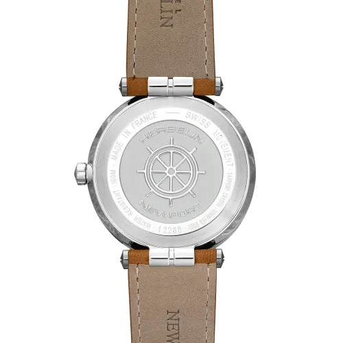 Photo montrant l'intégralité de la montre Herbelin Newport – Quartz Date – Acier, Bleu & Cuir