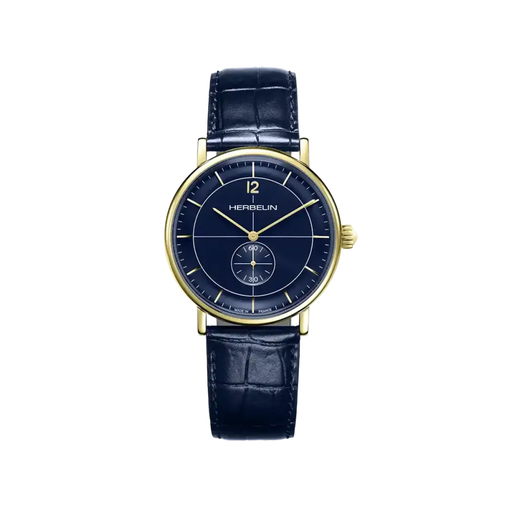 Photo Montrant l'Intégralité de la Montre Montre Herbelin Inspiration – Petite Seconde – Cuir Bleu
