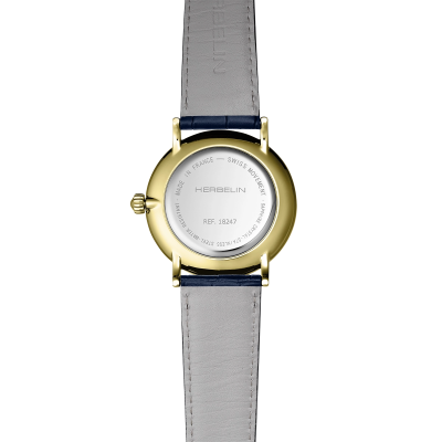 Vue de Dos de la Montre Montre Herbelin Inspiration – Petite Seconde – Cuir Bleu