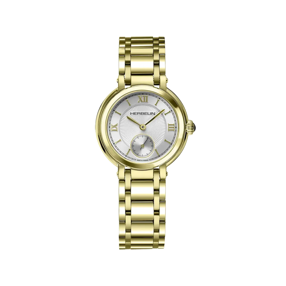Photo Montrant l’Intégralité de la Montre Montre Herbelin Galet – Petite Seconde – PVD Or Jaune