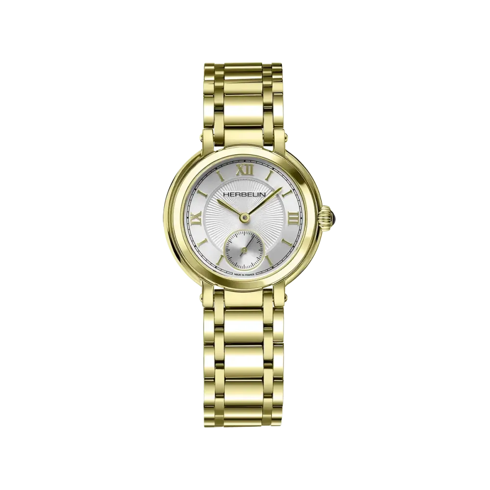 Photo Montrant l’Intégralité de la Montre Montre Herbelin Galet – Petite Seconde – PVD Or Jaune