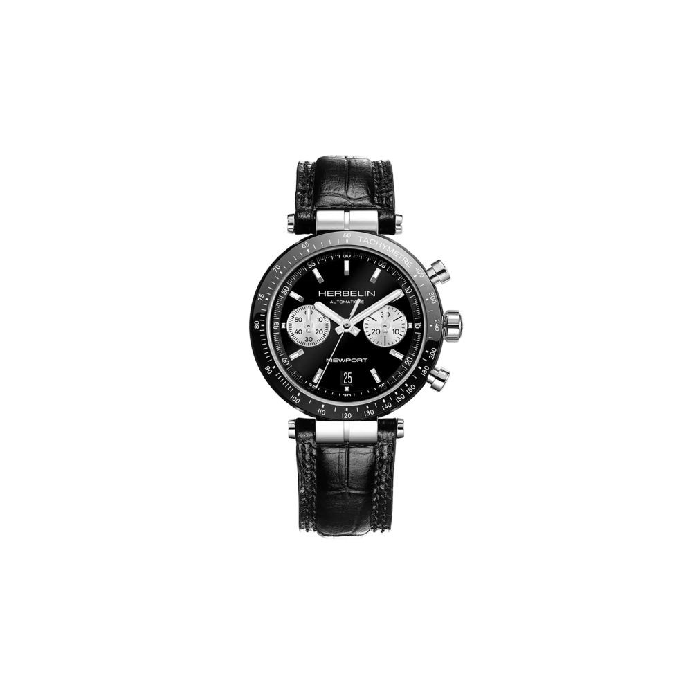 Photo montrant l'intégralité de la montre Montre Herbelin Newport – Héritage Bicompax – Noir