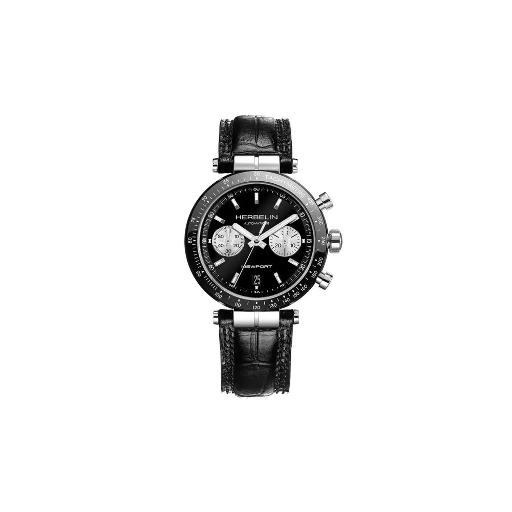 Photo montrant l'intégralité de la montre Montre Herbelin Newport – Héritage Bicompax – Noir