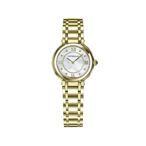 Photo Montrant l’Intégralité de la Montre Herbelin Octogône – Quartz – Doré & Cuir