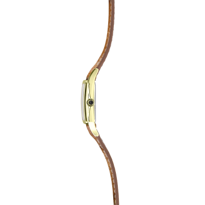 Vue Profil de la Montre Montre Herbelin Luna – Quartz – Doré & Cuir Camel