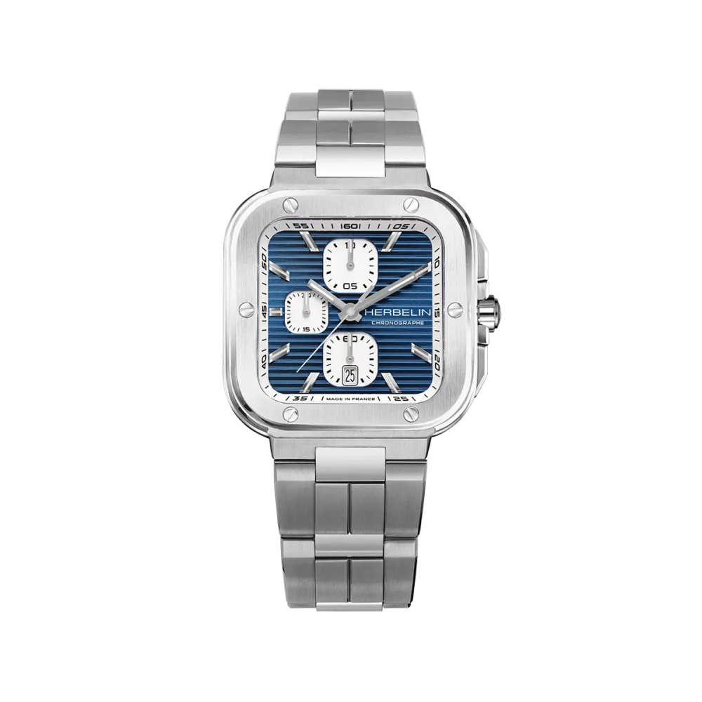 Photo Montrant l’Intégralité de la Montre Montre Herbelin Cap Camarat – Square Chronographe – Bleu