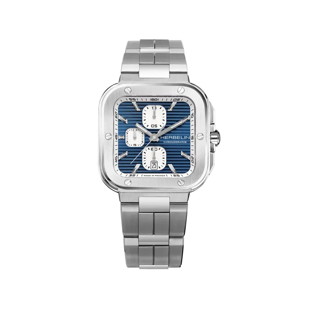 Photo Montrant l’Intégralité de la Montre Montre Herbelin Cap Camarat – Square Chronographe – Bleu