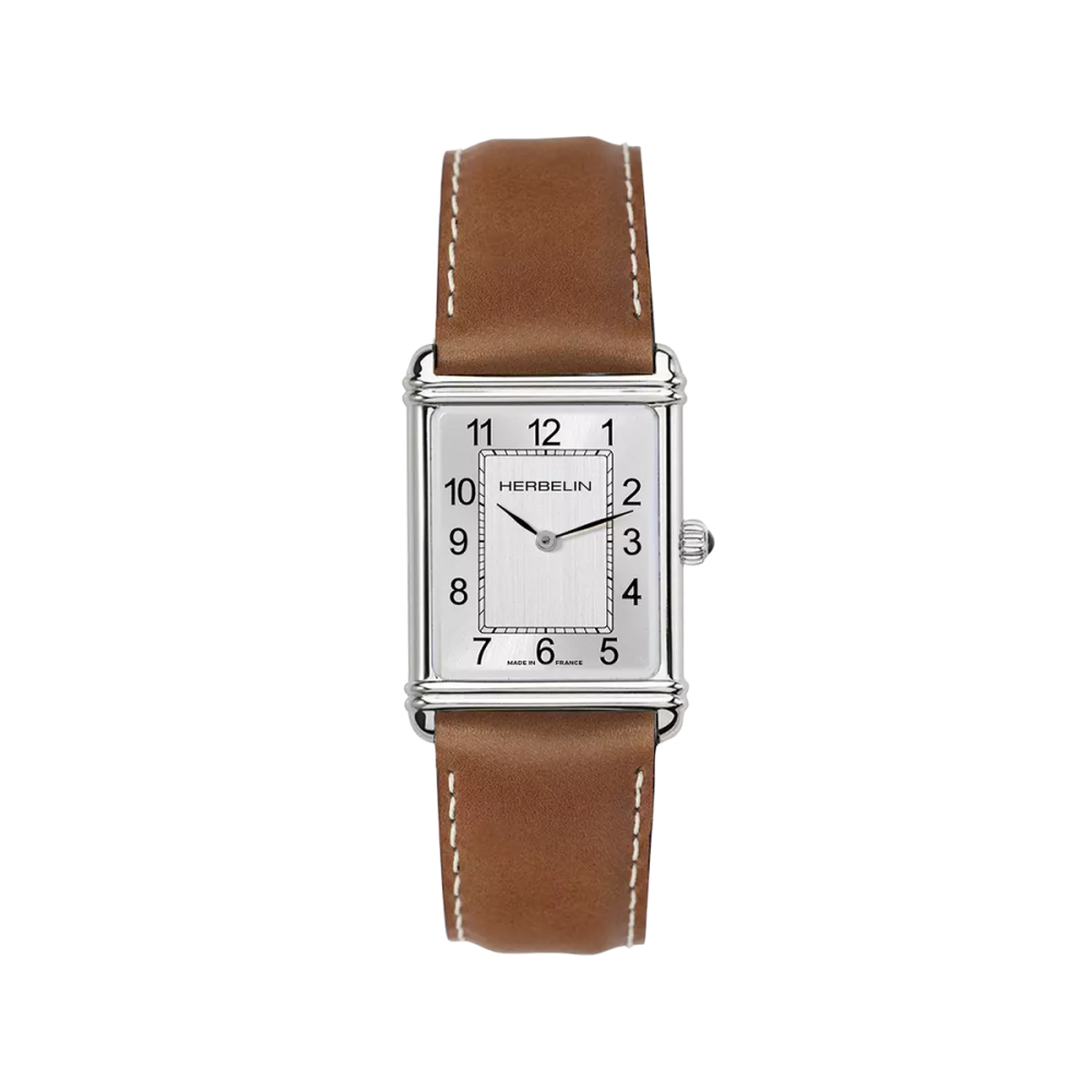 Photo Montrant l’Intégralité de la Montre Montre Herbelin Art Déco – Quartz – Acier & Cuir Brun