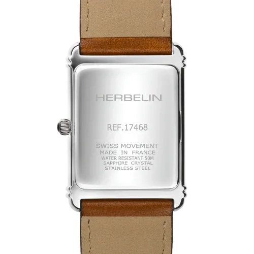Photo Montrant l’Intégralité de la Montre Montre Herbelin Art Déco – Quartz – Acier & Cuir Brun