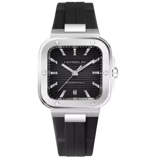 Photo Montrant l’Intégralité de la Montre Montre Herbelin Cap Camarat – Automatique Carrée – Acier & Noir
