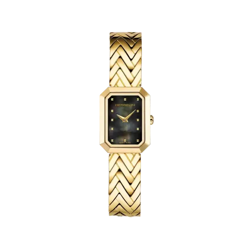 Photo Montrant l’Intégralité de la Montre Montre Herbelin Octogône – Chevrons – PVD Or Jaune & Nacre Noire
