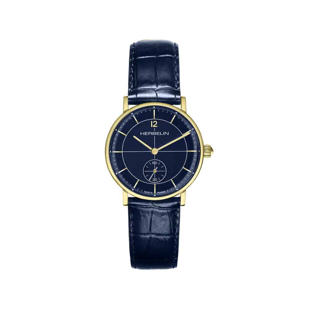 Photo Montrant l’Intégralité de la Montre Montre Herbelin Inspiration – Petite Seconde – Bleu & Or