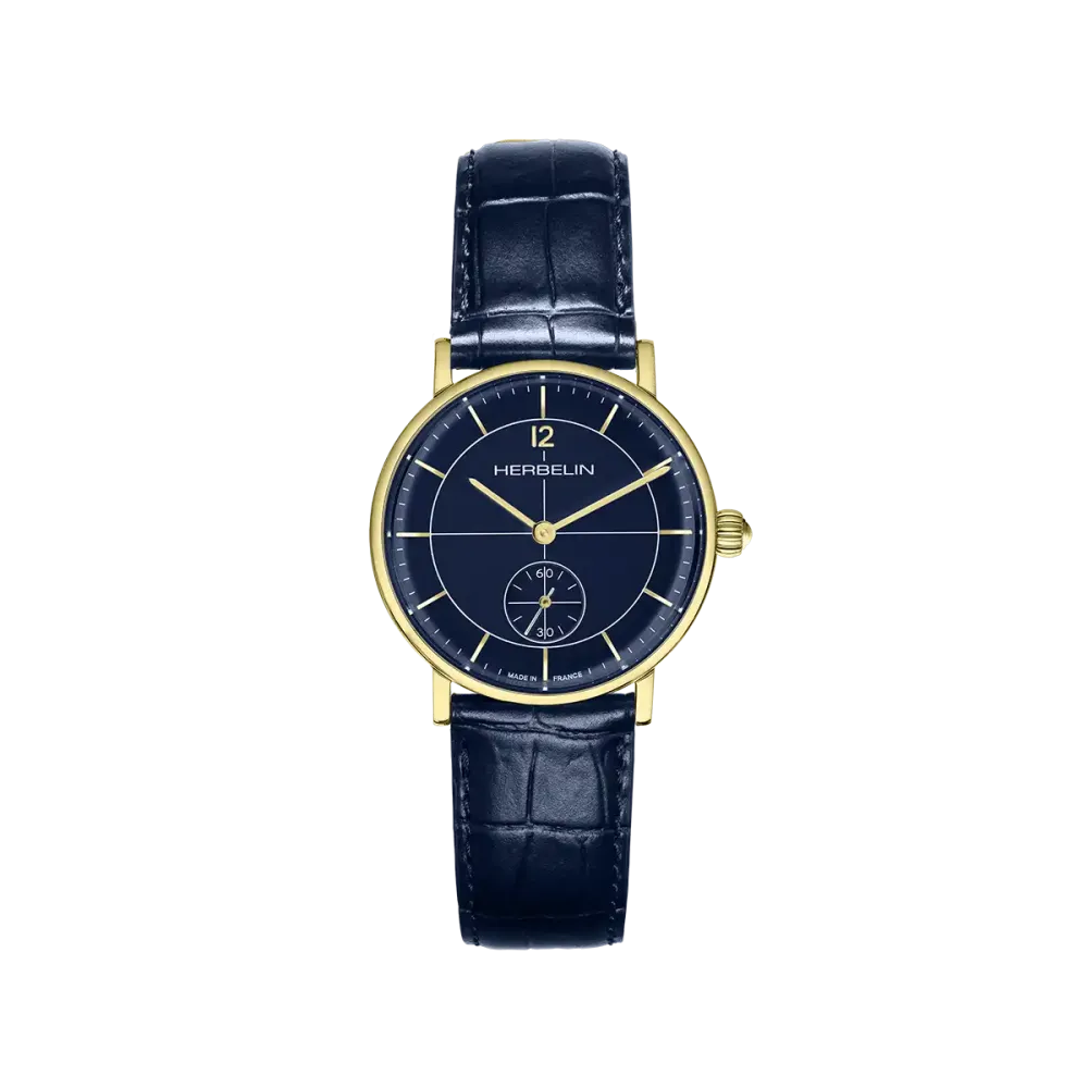 Photo Montrant l’Intégralité de la Montre Montre Herbelin Inspiration – Petite Seconde – Bleu & Or