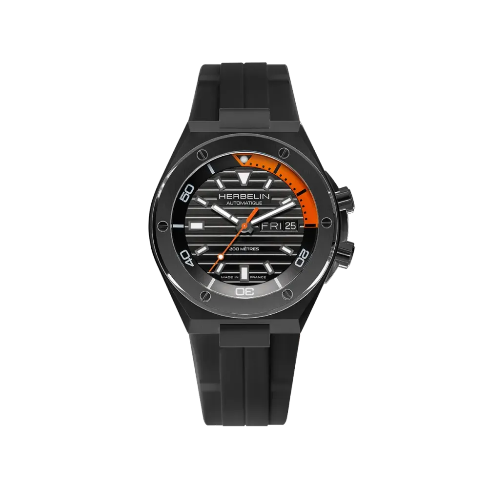 Photo Montrant l’Intégralité de la Montre Montre Herbelin Cap Camarat – Diver Automatique – Noir