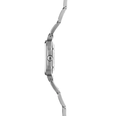 Vue profil de la montre Cap Camarat – square automatique – acier & bleu