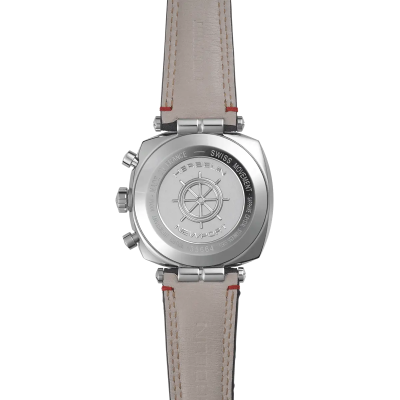 Vue de dos de la montre Newport – Héritage Chronographe – acier & textile