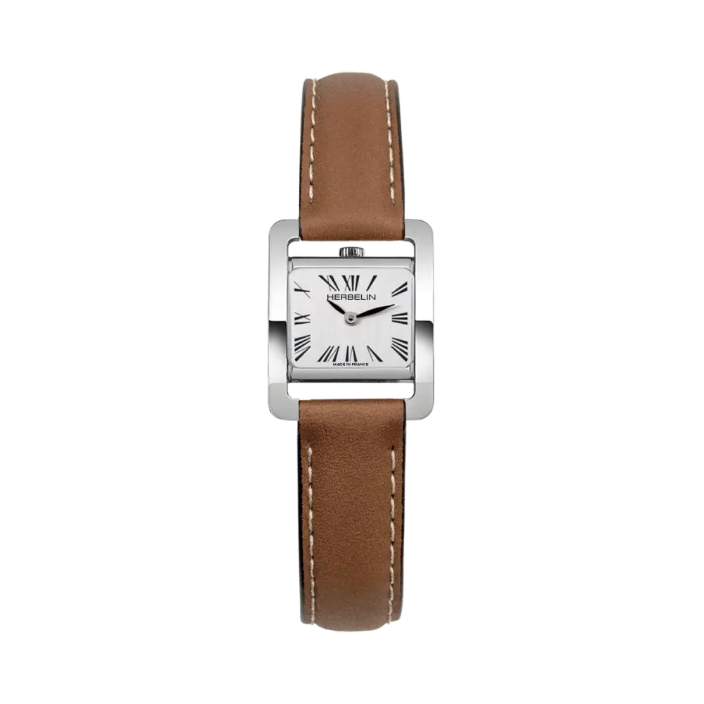 Photo montrant l'intégralité de la montre Ve Avenue – quartz – acier & cuir brun