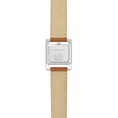 Vue de dos de la montre Ve Avenue – quartz – acier & cuir brun