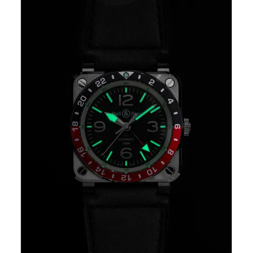 Photo montrant l'intégralité de la montre MONTRE BELL & ROSS BR-03 GMT Black