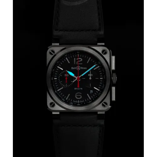Photo montrant l'intégralité de la montre Montre Bell & Ross BR-03 Chrono Black Steel