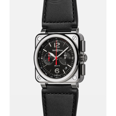 Vue complète de la montre Montre Bell & Ross BR-03 Chrono Black Steel