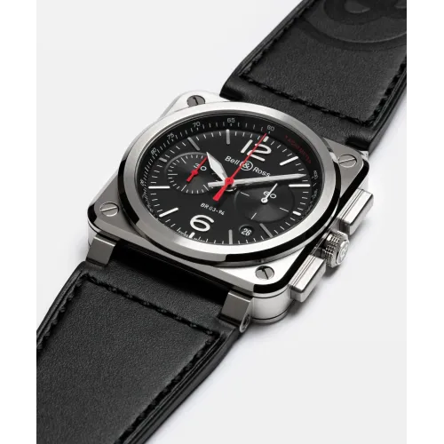Photo montrant l'intégralité de la montre Montre Bell & Ross BR-03 Chrono Black Steel