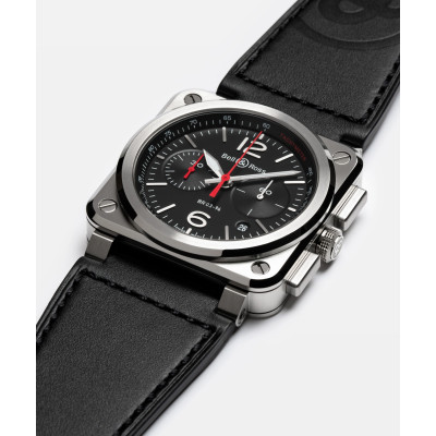 mage capturant l’ensemble de la montre Montre Bell & Ross BR-03 Chrono Black Steel