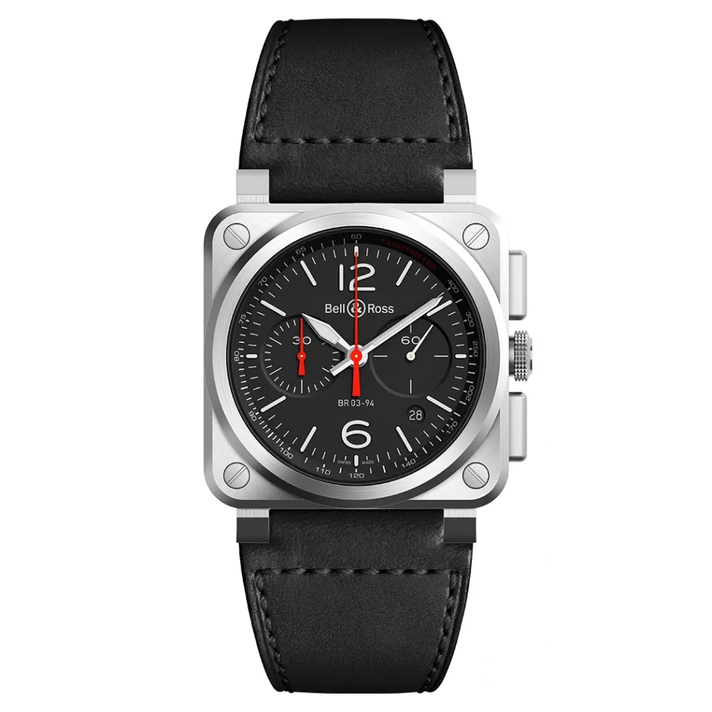 Photo montrant l'intégralité de la montre Montre Bell & Ross BR-03 Chrono Black Steel