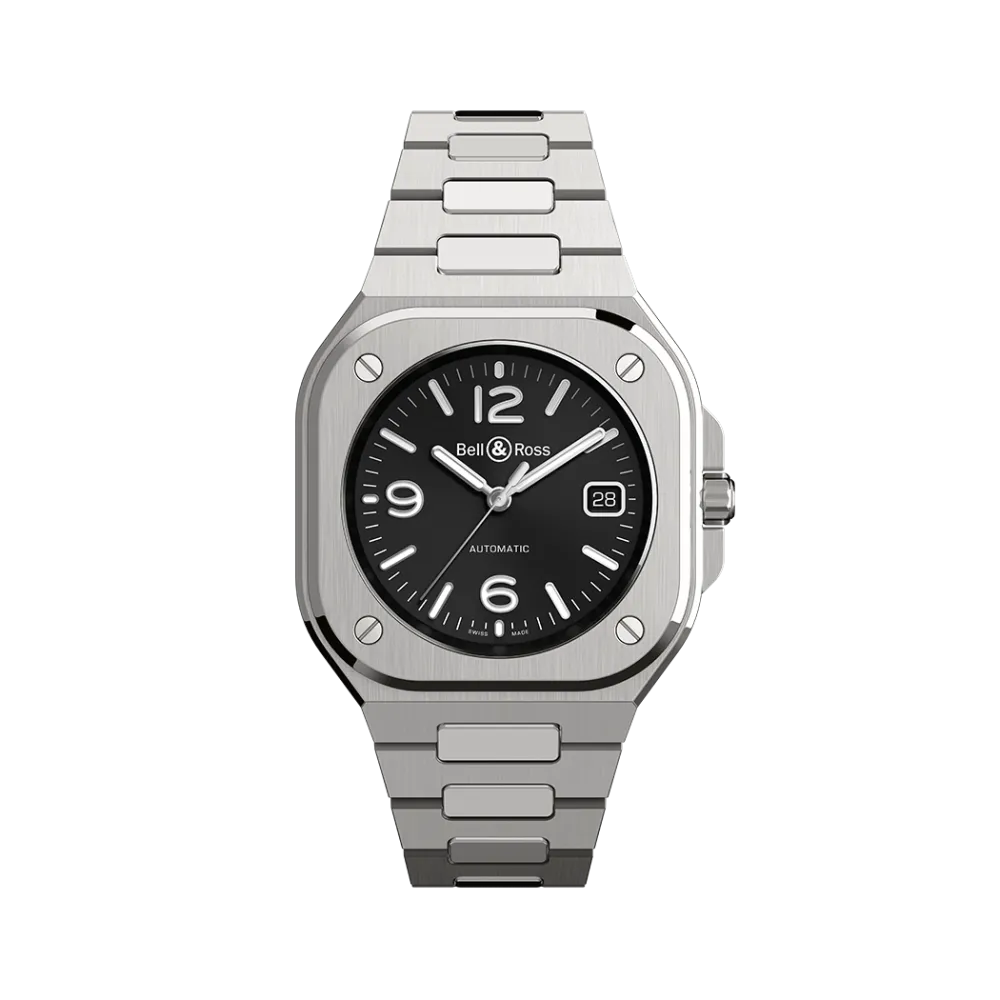 Photo montrant l'intégralité de la montre Montre Bell & Ross BR 05 Black Steel.