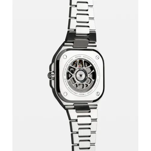 Photo montrant l'intégralité de la montre Bell & Ross BR-05 GMT White bracelet metal