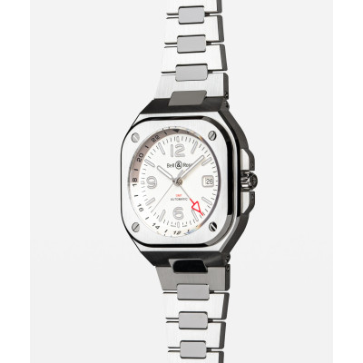 Image capturant l’ensemble de la montre Bell & Ross BR-05 GMT White bracelet métal