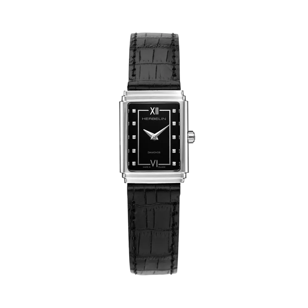 Photo montrant l'intégralité de la Montre Herbelin Art Déco – 1925’s – Acier & Diamants