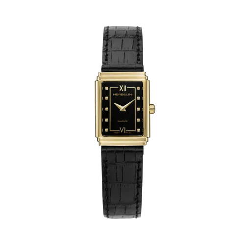 Photo montrant l'intégralité de la Montre Herbelin Art Déco – 1925’s – Doré & Diamants