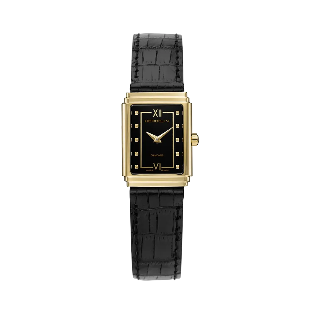 Photo montrant l'intégralité de la Montre Herbelin Art Déco – 1925’s – Doré & Diamants
