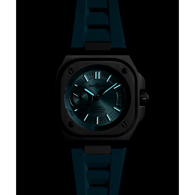 MONTRE BELL & ROSS BR-X5 BLUE STEEL BRACEELT CAOUTCHOUC AJOURÉ BLEU GLACIER