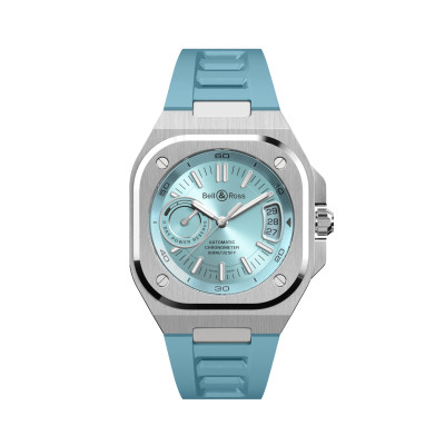Photo montrant l'intégralité de la montre Montre Bell & Ross BR-X5 Blue Steel Bracelet Caoutchouc Ajouré Bleu Glacier