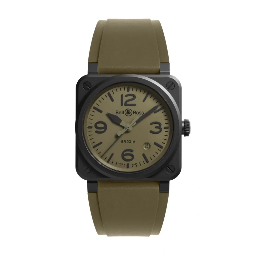 Photo montrant l'intégralité de la montre Montre Bell & Ross BR-03 Military Ceramic